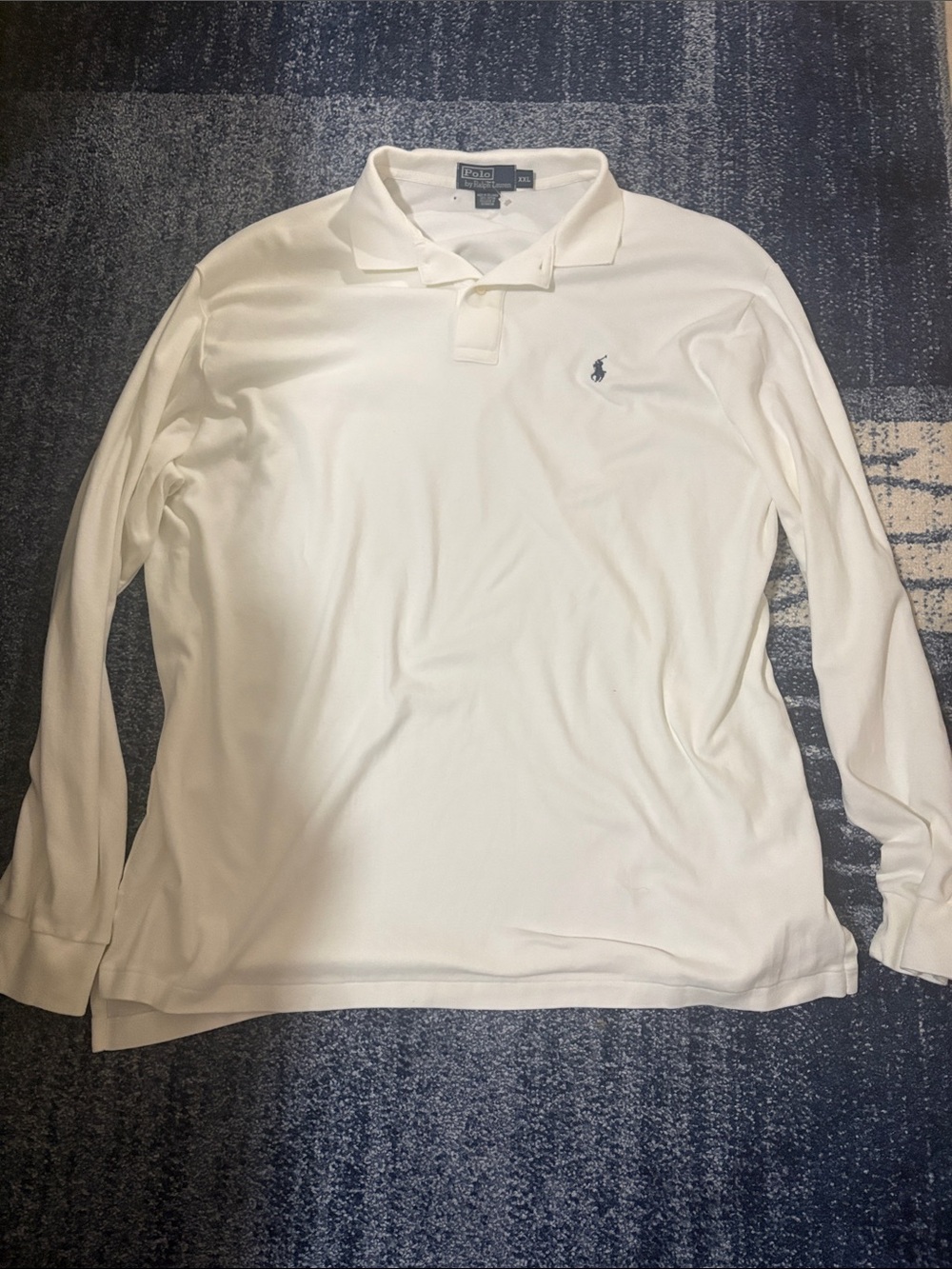 Polo by Ralph Lauren Men’s White Long-Sleeve Polo with Navy Pony